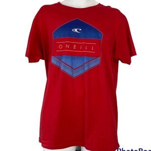 O'Neill Men's Large Short Sleeve Red Tee Top With Graphic Logo 100%Cotton  EUC